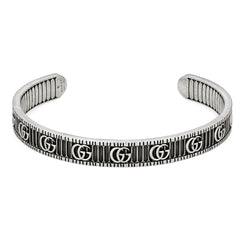 Gucci Double G Motif Aged Sterling Silver Bracelet YBA551903001