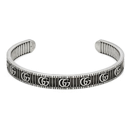 Gucci Double G Motif Aged Sterling Silver Bracelet YBA551903001