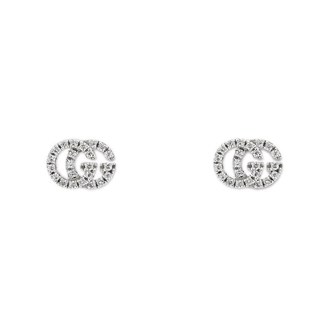 Gucci GG Running 18ct White Gold Diamond Stud Earrings YBD481678001