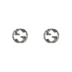 Gucci Interlocking G Motif Aged Sterling Silver Stud Earrings YBD457109001