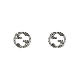 Gucci Interlocking G Motif Aged Sterling Silver Stud Earrings YBD457109001