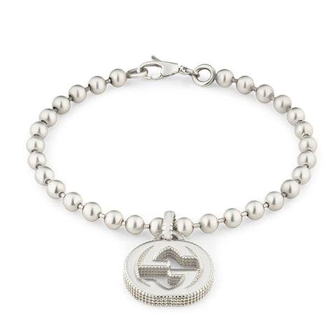 Gucci Interlocking G Motif Sterling Silver Bracelet YBA479226001