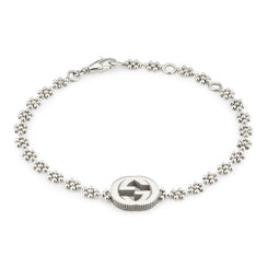 Gucci Interlocking G Motif Sterling Silver Bracelet YBA481687001