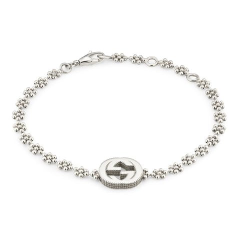 Gucci Interlocking G Motif Sterling Silver Bracelet YBA481687001