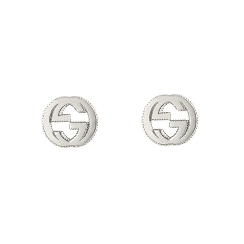 Gucci Interlocking G Motif Sterling Silver Stud Earrings YBD479227001