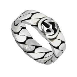 Gucci Interlocking G Sterling Silver Band Ring YBC661513001