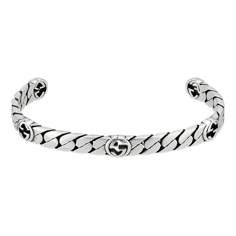 Gucci Interlocking G Sterling Silver Cuff Bracelet YBA661526001