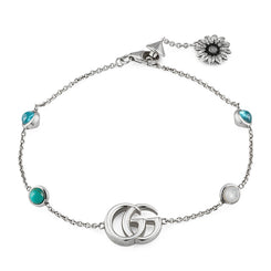 Gucci Interlocking G With Flower Motif Sterling Silver Bracelet YBA527393001