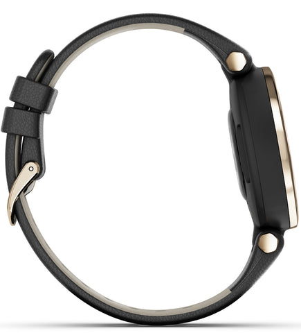 Garmin Lily Cream Gold Black Case and Italian Leather Band