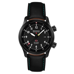 Bremont Watch MBII Custom DLC Black Dial with Green Barrel & Open Case Back