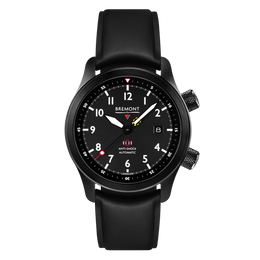 Bremont Watch MBII Custom DLC Black Dial with Orange Barrel & Open Case Back