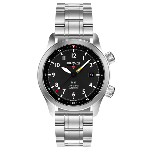 Bremont Watch MBII Custom Stainless Steel Black Dial with Titanium Barrel & Open Case Back