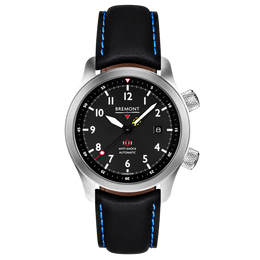 Bremont Watch MBII Custom Stainless Steel Black Dial with Purple Barrel & Open Case Back