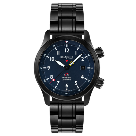 Bremont Watch MBII Custom DLC Blue Dial with Anthracite Barrel & Open Case Back