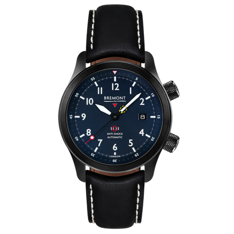 Bremont Watch MBII Custom DLC Blue Dial with Orange Barrel & Closed Case Back