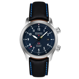 Bremont Watch MBII Custom Stainless Steel Blue Dial with Green Barrel & Closed Case Back