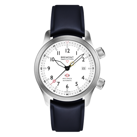 Bremont Watch MBII Custom Stainless Steel White Dial with Jet Barrel & Closed Case Back