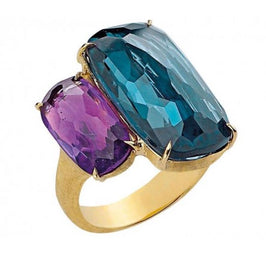 Marco Bicego Murano 18ct Yellow Gold Amethyst Topaz Ring, AB507 MIX52 .