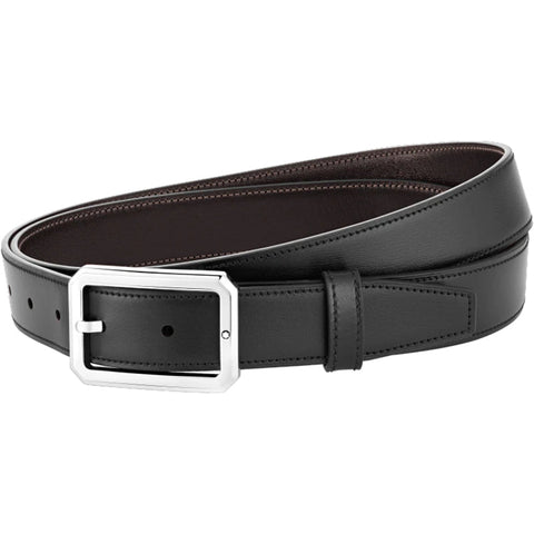 Montblanc 35mm Reversible Leather Belt Black Brown 128761