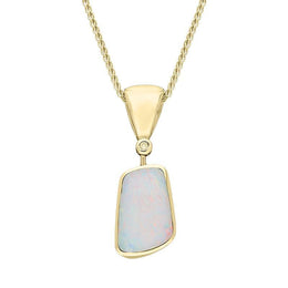 73122119 18ct Yellow Gold Opal Diamond Oblong Necklace UPOP074