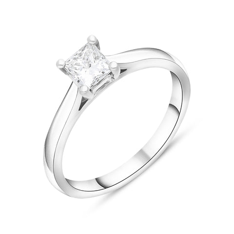 Platinum 0.34ct Diamond Princess Cut Solitaire Ring, FEU-1712.