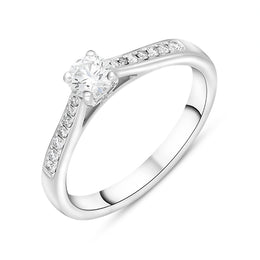 Platinum 0.43ct Diamond Solitaire Side Stone Ring, FEU-1201.