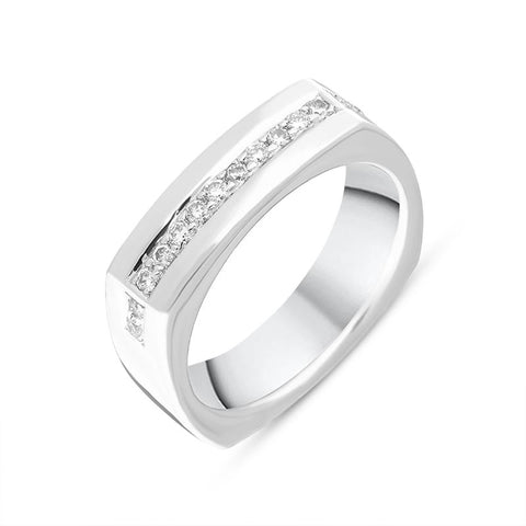 Platinum 0.18ct Diamond Row Cushion Ring DW075