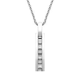 Platinum 0.30ct Diamond Princess Cut Three Stone Bar Necklace, P794CBT