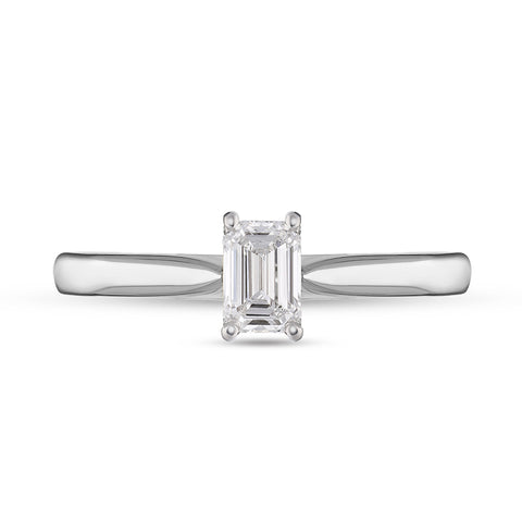 Platinum 0.40ct Diamond Emerald Cut Solitaire Ring. FEU-1619.