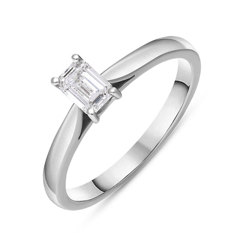 Platinum 0.40ct Diamond Emerald Cut Solitaire Ring. FEU-1619.