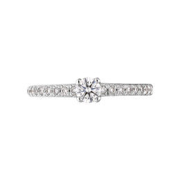 Platinum 0.42ct Diamond Shoulder Solitaire Ring. FEU-615. 