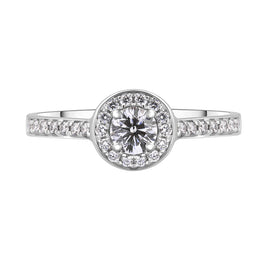 Platinum 0.53ct Diamond Brilliant Cut Halo Ring, FEU-1518.