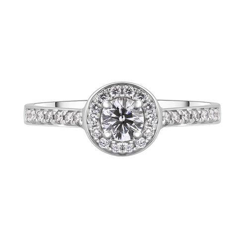 Platinum 0.53ct Diamond Brilliant Cut Halo Ring, FEU-1518.