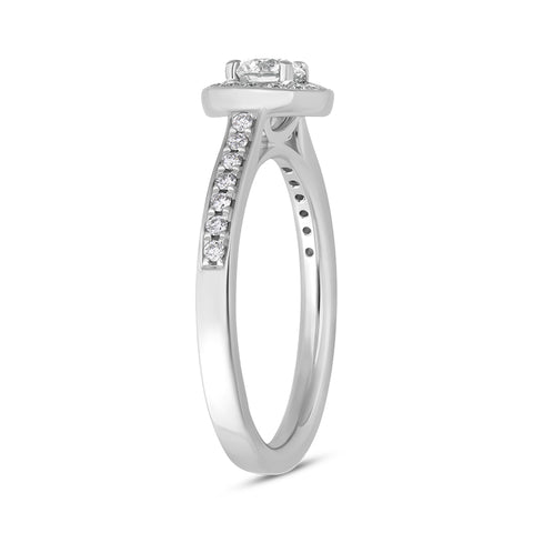 Platinum 0.53ct Diamond Brilliant Cut Halo Ring, FEU-1518.