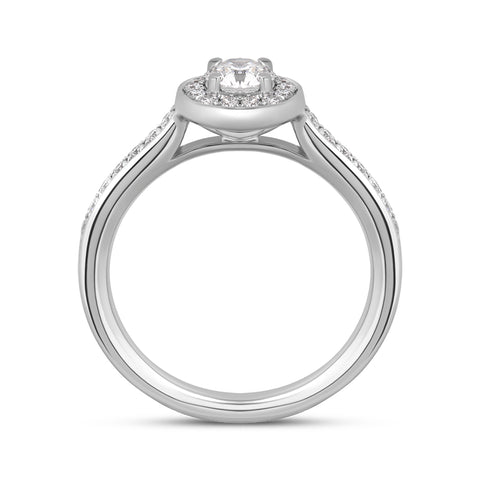 Platinum 0.53ct Diamond Brilliant Cut Halo Ring, FEU-1518.