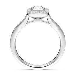 Platinum 0.63ct Diamond Cushion Set Ring FEU-2291