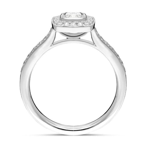 Platinum 0.63ct Diamond Cushion Set Ring FEU-2291