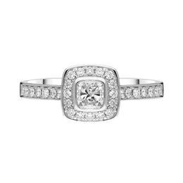 Platinum 0.63ct Diamond Cushion Set Ring FEU-2291