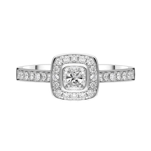 Platinum 0.63ct Diamond Cushion Set Ring FEU-2291