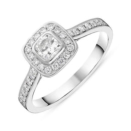 Platinum 0.63ct Diamond Cushion Set Ring FEU-2291