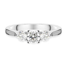 Platinum 0.77ct Diamond Brilliant Cut Trilogy Ring, FEU-1198.