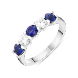 Platinum 0.83ct Sapphire 0.37ct Diamond Half Eternity Ring FEU-2277