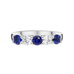 Platinum 0.83ct Sapphire 0.37ct Diamond Half Eternity Ring FEU-2277