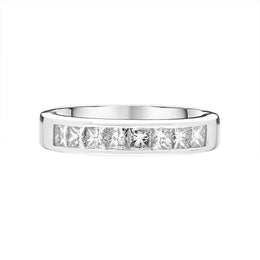 Platinum 0.97ct Diamond Eight Stone Princess Cut Half Eternity Ring DW108