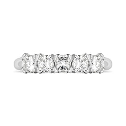 Platinum 1.02ct Diamond Five Stone Half Eternity Ring, FEU-1204.