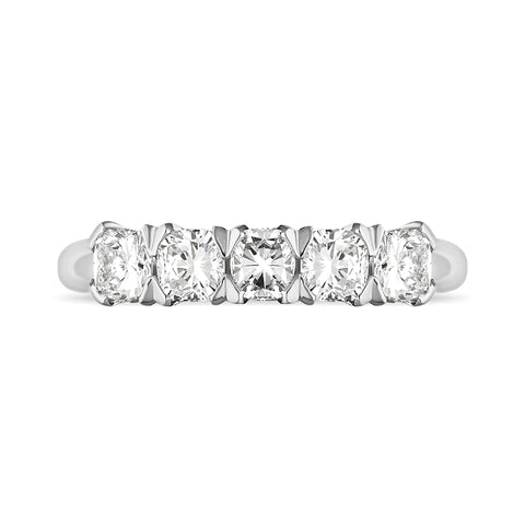 Platinum 1.02ct Diamond Five Stone Half Eternity Ring, FEU-1204.