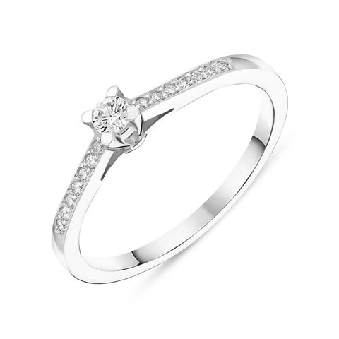 Platinum Brilliant Cut Diamond Shoulder Solitaire Ring BLC-155