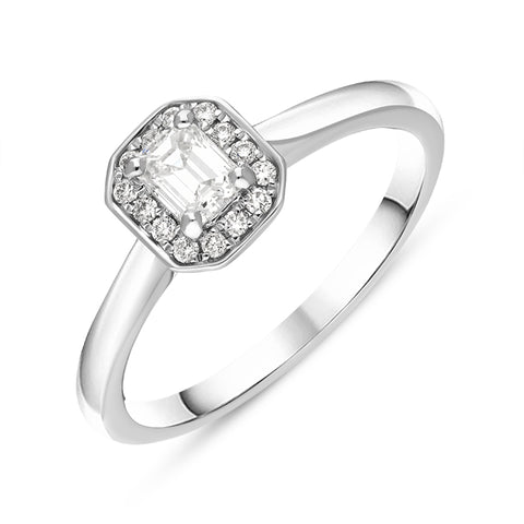 Platinum Diamond Emerald Cut Pave Cluster Ring, FEU-1346