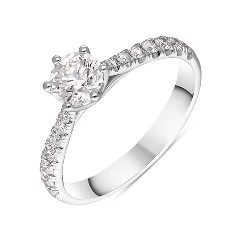 Platinum Diamond Certified Solitaire Shoulder Set Ring, BLC-315