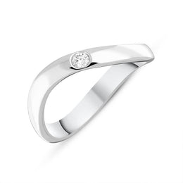 Platinum Diamond Curved Band Solitaire Ring DW080